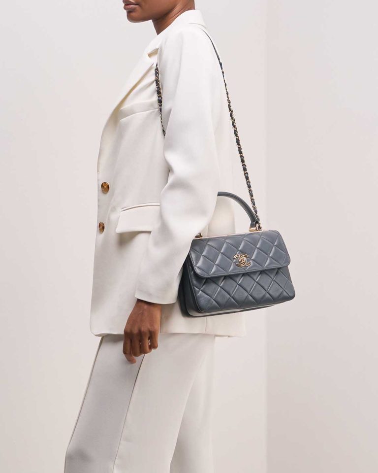 Chanel Trendy CC Medium Lamb Grey on Model | Sell your designer bag