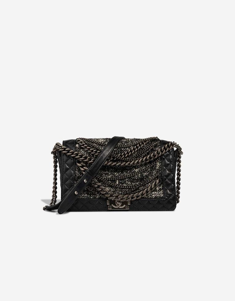 Chanel Boy New Medium Lamb / Tweed Black / Grey Front | Sell your designer bag