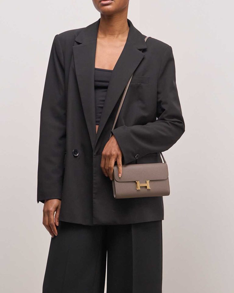 Hermès Constance To Go Epsom Gris Étain on Model | Sell your designer bag