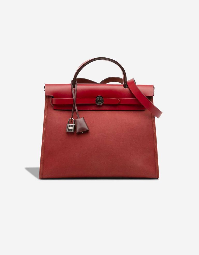 Hermès Herbag 31 Toile / Vache Hunter Rouge Casaque Front | Sell your designer bag