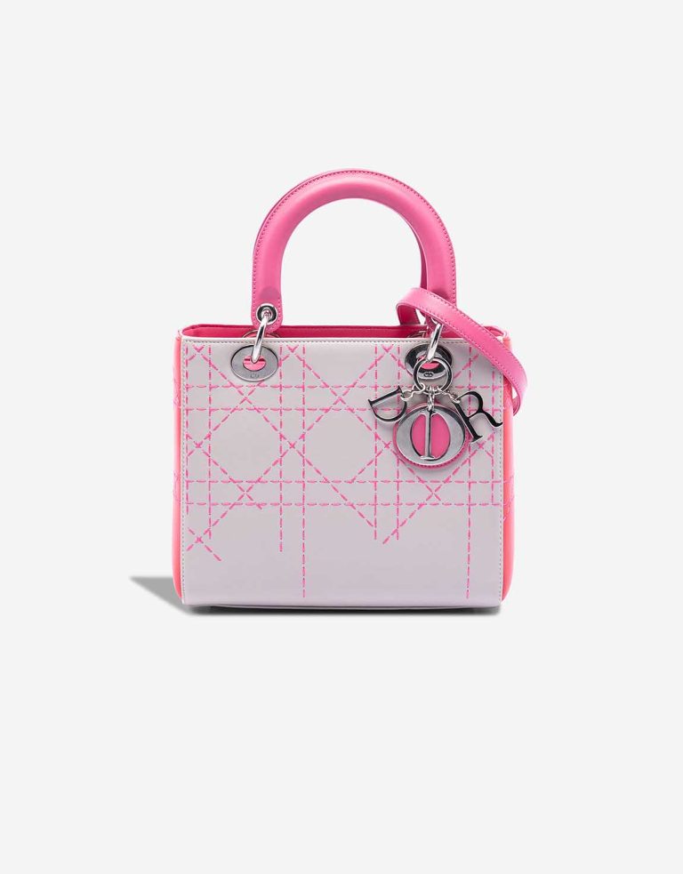 Dior Lady Medium Lamb Pink / Multicolor Front | Sell your designer bag