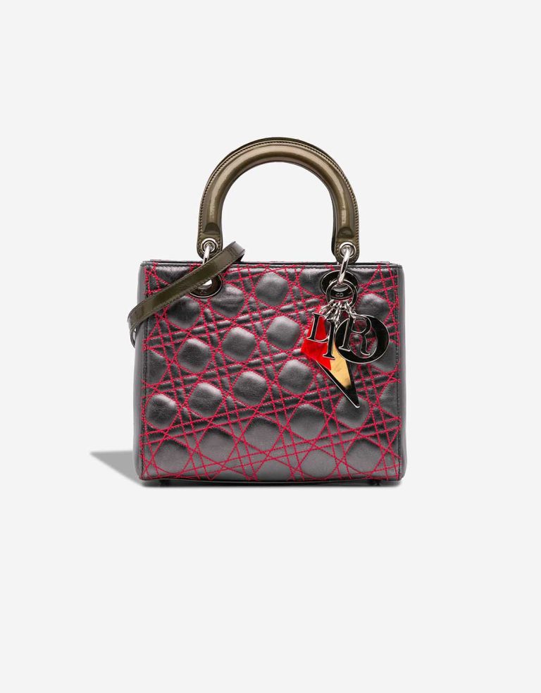 Dior Lady Medium Lamb Grey / Red Front | Sell your designer bag