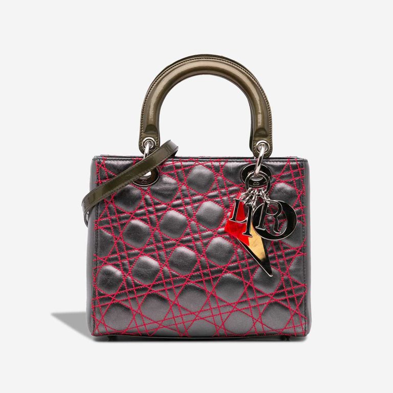 Dior Lady Medium Lamb Grey / Red Front | Sell your designer bag