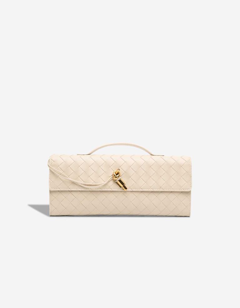 Bottega Veneta Andiamo Clutch Calf Off White Front | Sell your designer bag