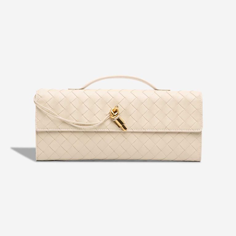 Bottega Veneta Andiamo Clutch Calf Off White Front | Sell your designer bag