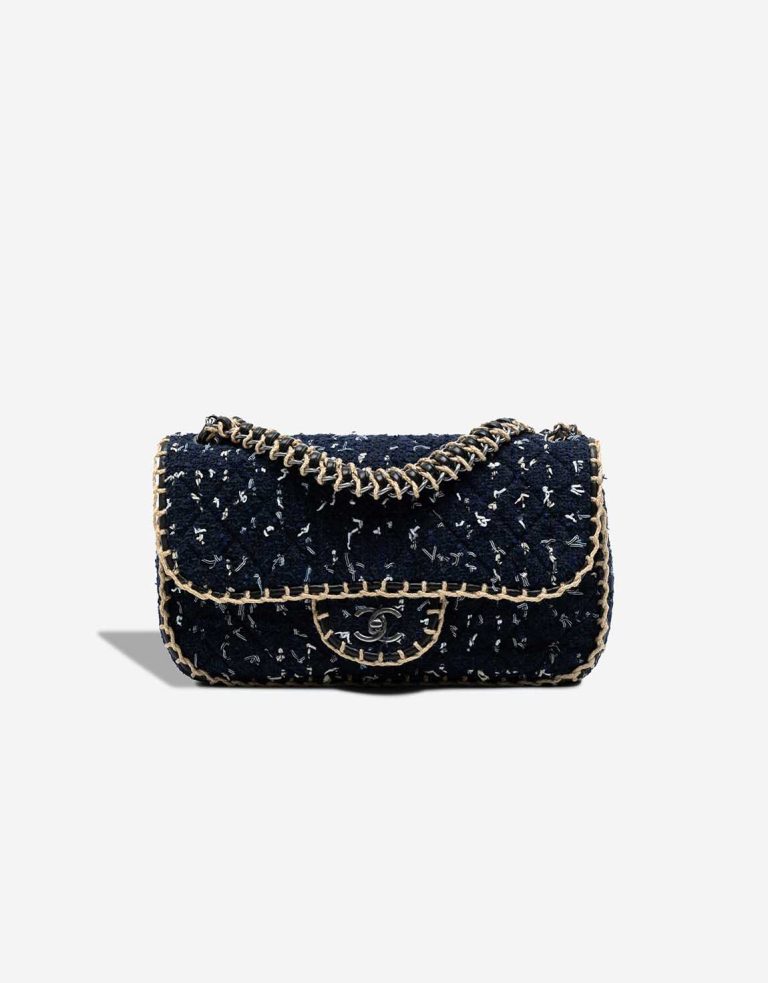 Chanel Timeless Jumbo Tweed Dark Blue Front | Sell your designer bag
