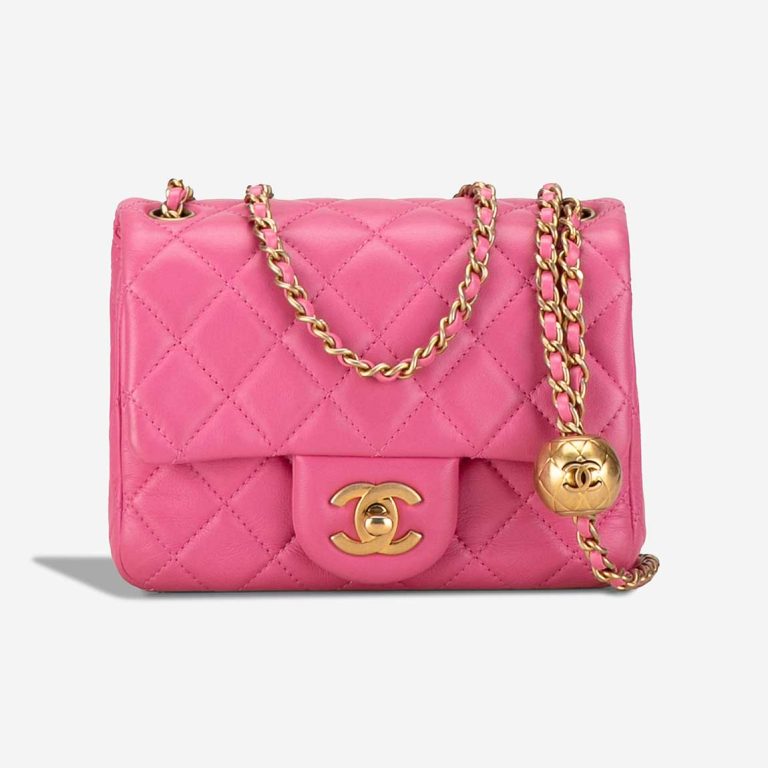 Chanel Timeless Mini Square Lamb Pink Front | Sell your designer bag