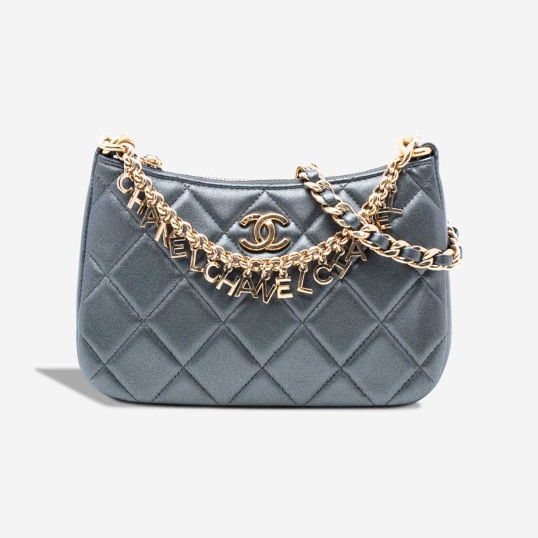 Chanel Shoulder Bag Small Lamb Metallic Grey Front | Sell your designer bag